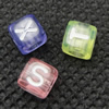 Perles en plastique, cube, avec le motif de lettre, couleurs mélangées Environ 3.5mm Vendu par sac