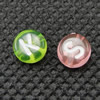 Kunststoff Alphabet Perlen, flache Runde, mit Brief Muster, gemischte Farben, 7x4mm, Bohrung:ca. 0.5mm, 3500PCs/Tasche, verkauft von Tasche