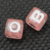 Kunststoff Alphabet Perlen, mit Brief Muster & gemischt, hellrot, 7x7x7mm, Bohrung:ca. 4mm, 1700PCs/Tasche, verkauft von Tasche