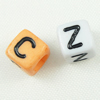 Acrylic Alphabet Beads, Cube & four-sided, mixed colors Approx 3mm, Approx 