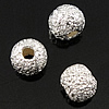 Sterling Silber Sternenstaub Perlen, 925 Sterling Silber, rund, plattiert, Falten, keine, 3x2.5mm, Bohrung:ca. 0.8mm, verkauft von PC