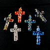 Millefiori Glas Anhänger, Eisen, Kreuz, gemischte Farben, 20x31x6mm, Bohrung:ca. 2mm, 600PCs/Menge, verkauft von Menge