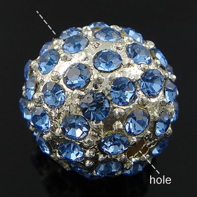 Granos de la aleación del Zinc de diamante de imitación, diamantes de imitación, con aleación de zinc, Esférico, chapado, con diamantes de imitación de Mideast, más colores para la opción, 12mm, agujero:aproximado 2mm, Vendido por UD