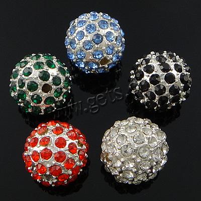 Strass Zinklegierung Perlen, mit Zinklegierung, rund, plattiert, mit Strass von Nahost, keine, 12mm, Bohrung:ca. 2mm, verkauft von PC