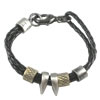 Cowhide Bracelets, Zinc Alloy, with Cowhide, black, nickel, lead & cadmium free, 20cm .5-8.5 Inch 