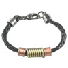 Cowhide Bracelets, Zinc Alloy, with Cowhide, black, nickel, lead & cadmium free, 20cm .5-8.5 Inch 