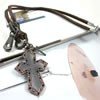Rindsleder Zinc Alloy Halskette, Kuhhaut, mit Zinklegierung, Kreuz, 900mm, Länge:ca. 35.4 ZollInch, verkauft von Strang