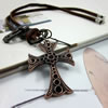 Rindsleder Zinc Alloy Halskette, Kuhhaut, mit Zinklegierung, Kreuz, 900mm, Länge:ca. 35.4 ZollInch, verkauft von Strang