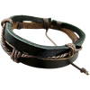 Cowhide Bracelets, with Waxed Cotton Cord .5~8.5 Inch 