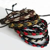 Cowhide Bracelets, with Waxed Cotton Cord, mixed colors .5~8.5 Inch 