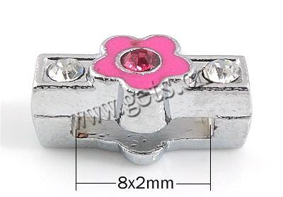 Zinc Alloy Letter Slide Charm, with Rhinestone & enamel, Letter I, plated, enamel & with rhinestone, more colors for choice, 13x6x5mm, Hole:Approx 8x2mm, Sold By PC