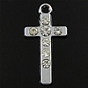 Цинкового сплава крест подвески, цинковый сплав, Kресты, плакированный, со стразами, Много цветов для выбора отверстие:Приблизительно 2mm, продается PC