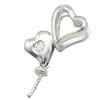Sterling Silver Peg Bail, 925 Sterling Silver, Heart, plated, with cubic zirconia 14mm, 9mm 