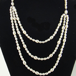 Freshwater Pearl Necklace, zinc alloy toggle clasp, Rice, natural , white, 4-5mm, 7-8mm .5 Inch 