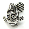 Stainless Steel European Beads, 316 Stainless Steel, Fish, without troll Approx 4.5mm 