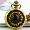 時計ネックレス, 亜鉛合金, とともに ラインストーン & 亜鉛合金, 楕円, エナメル & ライン石のある, ブラック, 28mm, 長さ:約 31 インチ, 売り手 ストランド