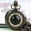 Ожереловые наручные часы, цинковый сплав, с Кристаллы & цинковый сплав, Плоская круглая форма, эмаль & со стразами, длина:Приблизительно 31 дюймовый, продается Strand