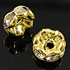 Wave Rondelle Rhinestone Spacer, Brass, plated, with Czech rhinestone Grade AA, 4mm Approx 1.5mm 
