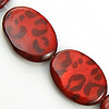 Perla de concha pintada, Nácar, Óvalo, barnizado, patrón de leopardo, Rojo, 25x18x3.5mm, agujero:aproximado 1mm, longitud:aproximado 15 Inch, aproximado 16PCs/Sarta, Vendido por Sarta