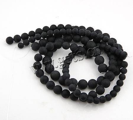 Черный камень, черный камень, Круглая, больше размеров для выбора & глазированный, длина:15 дюймовый, продается Strand