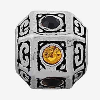 Rhinestone Zinc Alloy European Beads, Drum, plated, with rhinestone, more colors for choice, 10x11mm, Sold By PC