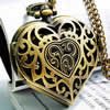 Watch Necklace, Zinc Alloy, with Glass, Heart, antique bronze color plated, twist oval chain, 40mm Approx 31 Inch [