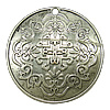 Zinc Alloy Flat Round Pendants, plated, with flower pattern nickel, lead & cadmium free Approx 3mm, Approx 