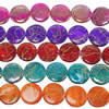 Perles de coquillage peint, coquille, Plat rond, peinture, couleurs mélangées Environ 1mm  Vendu par lot