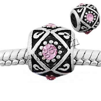Rhinestone Zinc Alloy European Beads, Drum, plated, with rhinestone, more colors for choice, 8x10mm, Sold By PC