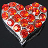 Rhinestone Zinc Alloy Connector, Heart, plated, with rhinestone Approx 2mm 