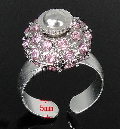 Europeo abalorios latón anillo de dedo, metal, con aleación de zinc, chapado, con diamantes de imitación, más colores para la opción, 14x7mm, 5mm, agujero:aproximado u226516.5mm, tamaño:6.5, Vendido por UD