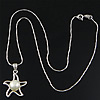 Sterling Silver Pearl Necklace, 925 Sterling Silver, with Freshwater Pearl, Star, platinum plated, Boston chain 0.72mm .7 Inch 