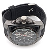 Chronograph Watch, Zinc Alloy, with Rubber & Glass, plated, for man, black Approx 9.5 Inch 