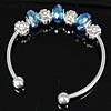 European Brass Cuff Bangles, with Crystal & Zinc Alloy, plated 3mm .5 Inch 