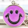 Watch Necklace, Zinc Alloy, with Glass, Flat Round, platinum color plated, twist oval chain & enamel, purple Approx 23 Inch 