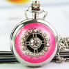 Ожереловые наручные часы, цинковый сплав, Плоская круглая форма, эмаль & со стразами, розовый, 25mm, длина:Приблизительно 31 дюймовый, продается Strand