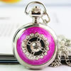 Watch Necklace, Zinc Alloy, with Glass, Flat Round, platinum color plated, with mirror & twist oval chain & enamel & with rhinestone & colorful powder, purple, 25mm Approx 31 Inch 
