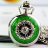 Ожереловые наручные часы, цинковый сплав, Плоская круглая форма, со стразами, зеленый, 25mm, длина:Приблизительно 31 дюймовый, продается Strand