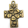 Zinc Alloy Cross Pendants, plated, with flower pattern Approx 2mm, Approx 