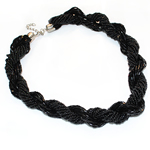 Glass Seed Beads Necklace, black, 3mm Inch 