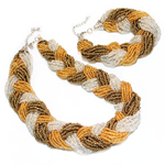 Glas Kern Perlen Schmucksets, Glas-Rocailles, Armband & Halskette, 3mm, Länge:16.5 ZollInch,  9 ZollInch, verkauft von setzen