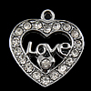 Zinc Alloy Enamel Pendants, Heart, word love, with letter pattern & with rhinestone, nickel, lead & cadmium free Approx 3mm 