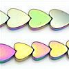 Non- magnetische Hämatit Perle, Herz, plattiert, verschiedene Größen vorhanden, regenbogenfarben, Bohrung:ca. 0.4-1mm, Länge:ca. 16 ZollInch, verkauft von Strang