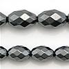 Non Magnetic Hematite Beads, Oval & faceted, black Approx 0.6-0.8mm Approx 16 Inch 