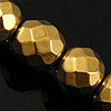 Las Perlas De Hematites Sin Magnético, Hematita no magnética, Esférico, chapado en color dorado, facetas, 4mm, agujero:aproximado 1mm, longitud:aproximado 16 Inch, aproximado 100PCs/Sarta, Vendido por Sarta