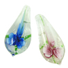 Кулоны Лэмпворк с внутренним цветком , Каплевидная форма, двухцветный & цветок внутри, Много цветов для выбора отверстие:Приблизительно продается PC
