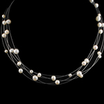 Freshwater Pearl Necklace, iron lobster clasp, natural, single-strand, white, 6-7mm .5 Inch 