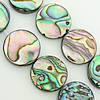 Abalone Shell Beads, Flat Round Approx 15.5 Inch 