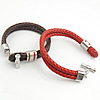 Cowhide Bracelets, with 316 Stainless Steel 5.5mm [