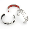 Stainless Steel Cuff Bangle, 316 Stainless Steel, with PU Leather Approx 7.5 Inch 